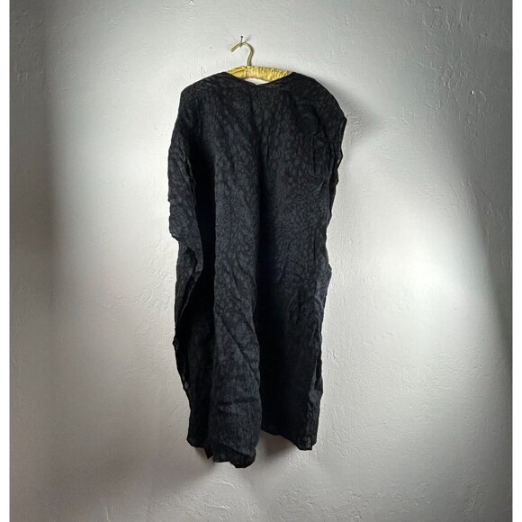 Vivian Yin Colour 5 Power Ramie Asymmetric Dress Medium Crinkle Black Lagenlook - Picture 2 of 8